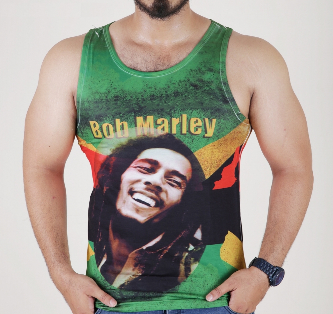 Buy Bob Marley Sleeveless Men Tee-green T-shirt In Pakistan 