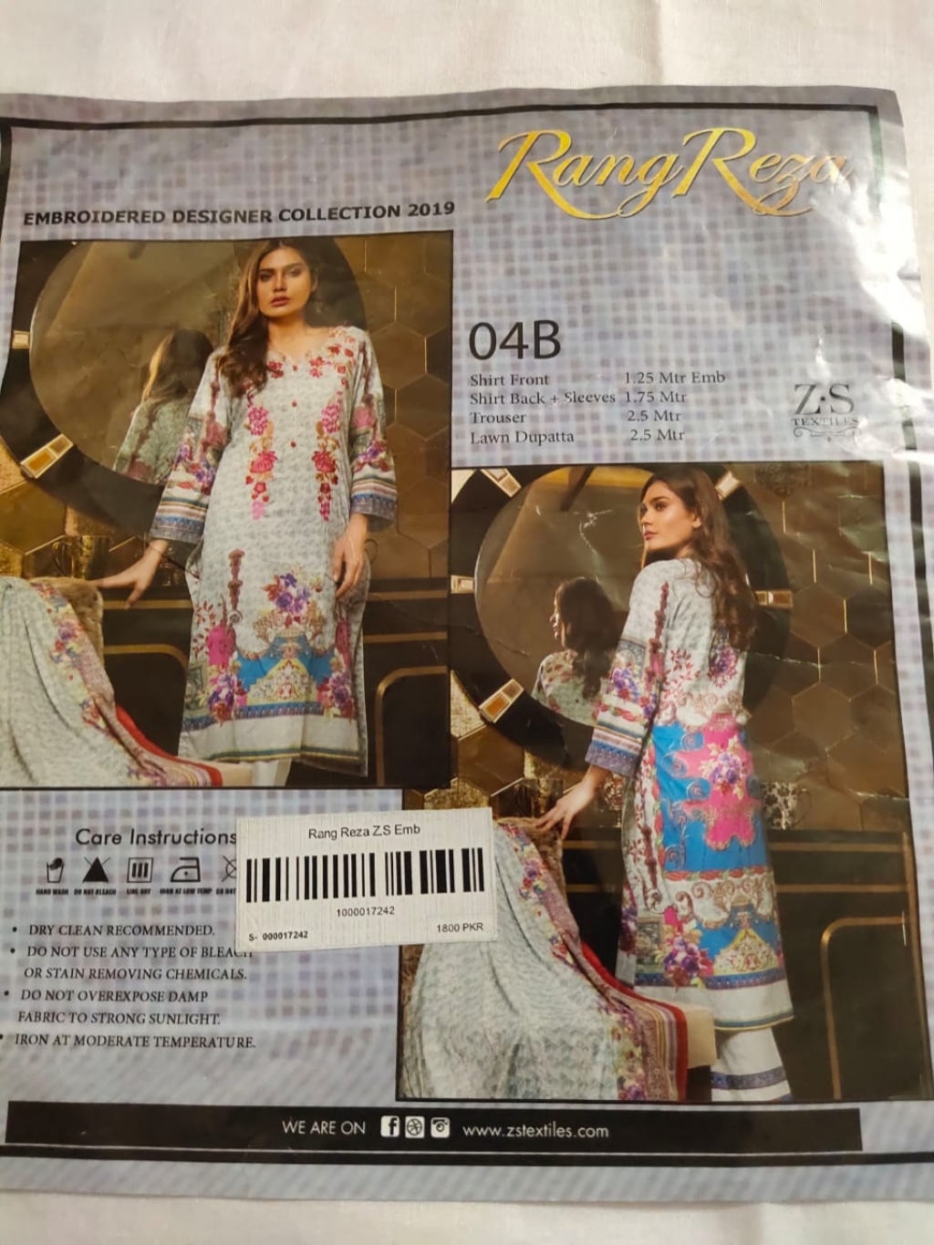 Buy EMBROIDERED DESIGNER COLLECTION 2019 RANG REZA in Pakistan online shopping in Pakistan