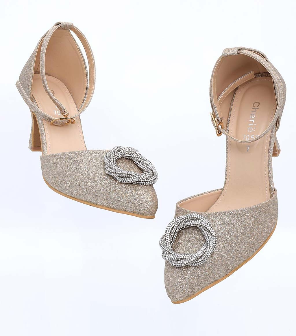 Buy Women Golden Pencil heels shoes By ShoeConnection in Pakistan
