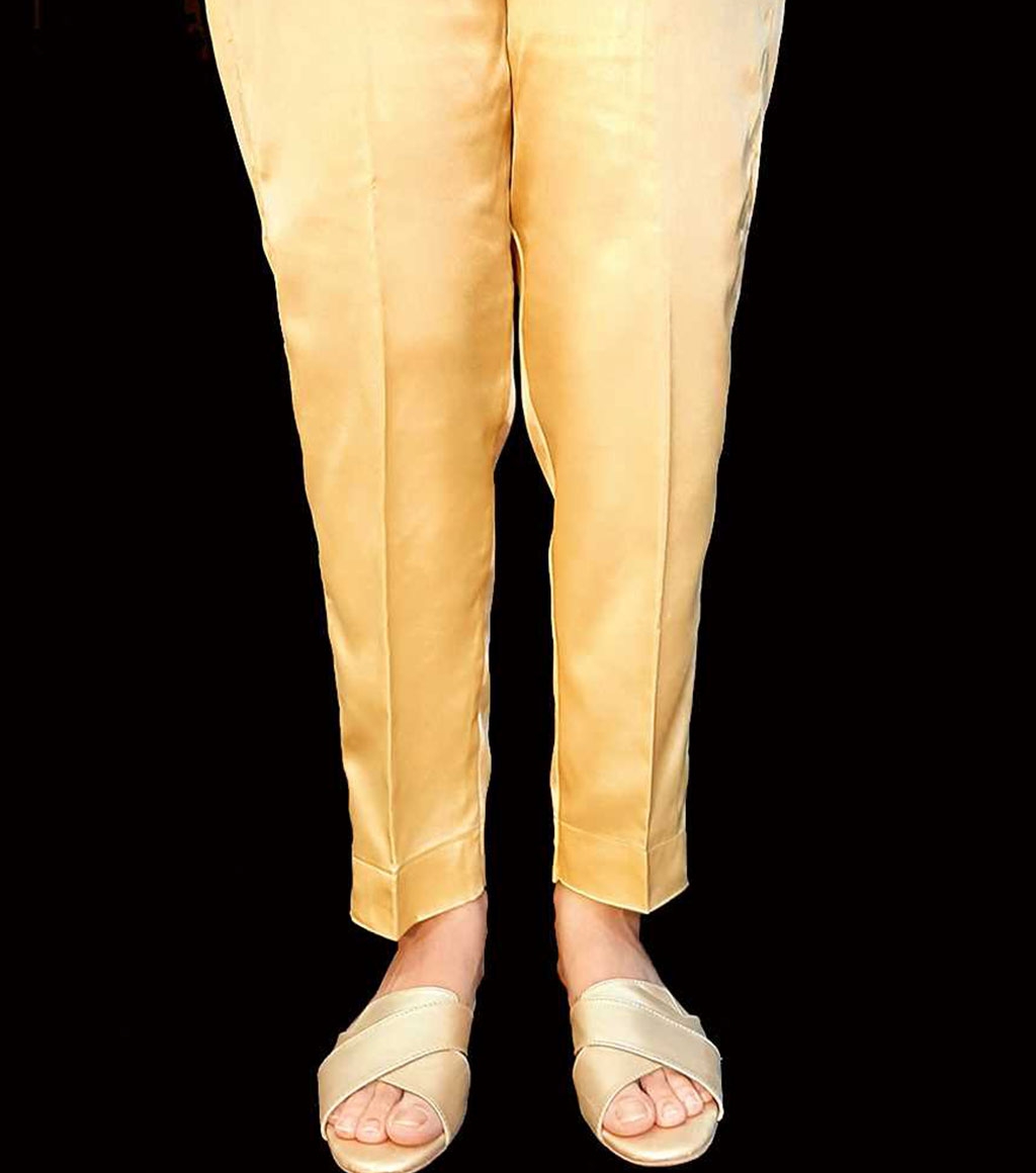 Silk Trouser Pant For Women - Off-White - ZT132 - Silk Avenue Pakistan