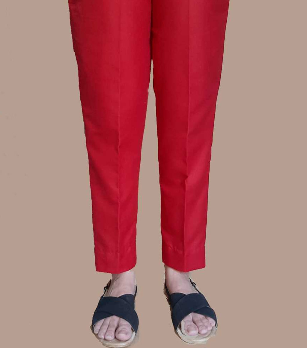 Buy Plain Red Cotton ladies trousers Pant by ZARDI in Pakistan