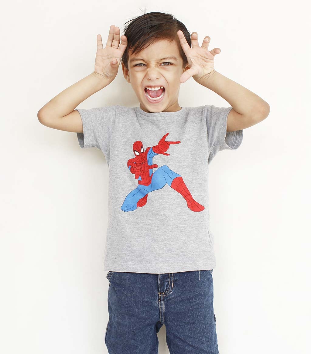 Buy Spiderman Grey T Shirt For Boys and Girls by The Shop in Pakistan |  online shopping in Pakistan