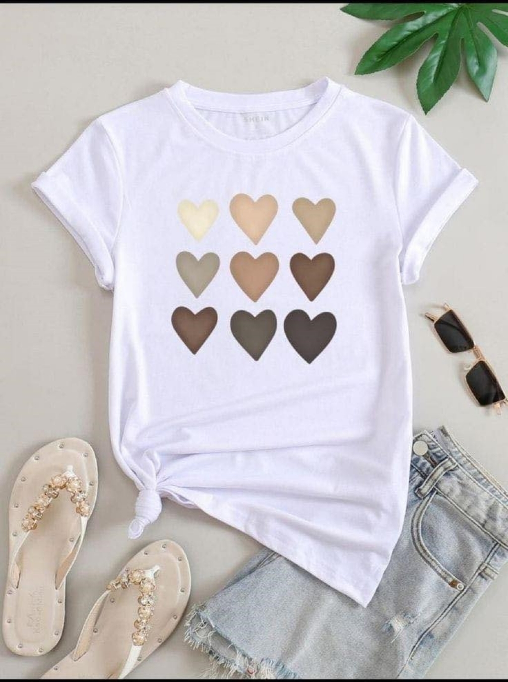 17205279920_Brown_Hearts_Design_White_t_shirt_for_men_and_women_by_fashionholic.jpg